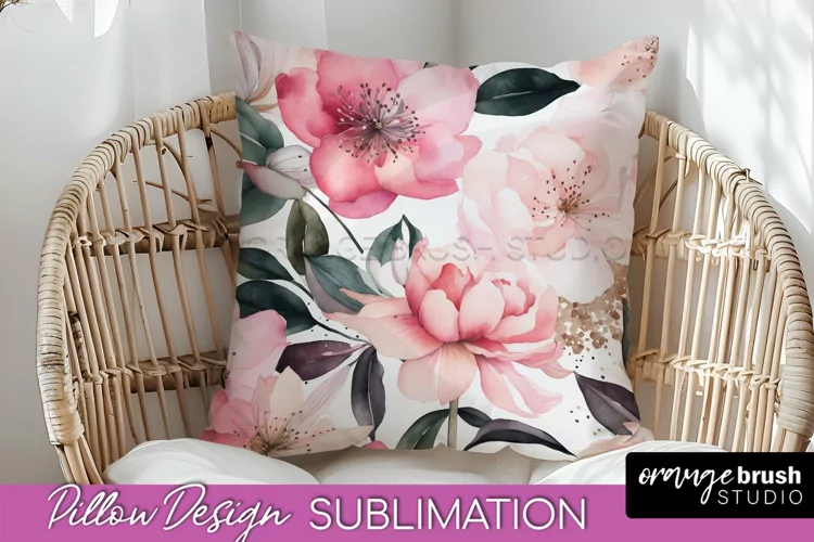 Watercolor Flowers Pillow Cover - Summer Pillow Sublimation