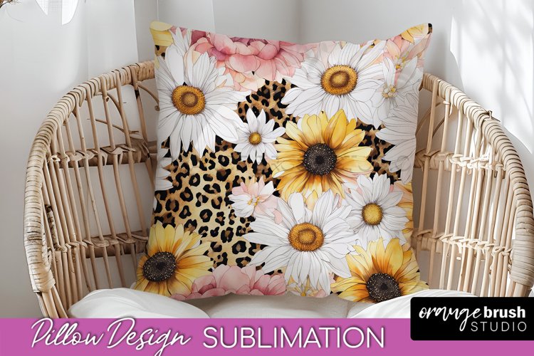 Watercolor Flowers Pillow Cover - Summer Pillow Sublimation