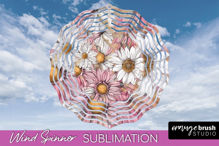 Pink Flowers Wind Spinner - Summer Wind Spinner Sublimation