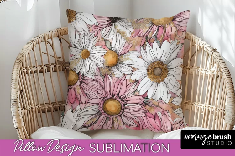 Watercolor Flowers Pillow Cover - Summer Pillow Sublimation