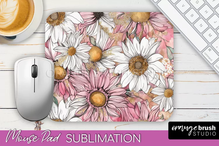Floral Mouse Pad PNG - Pink Flowers Mousepad Sublimation