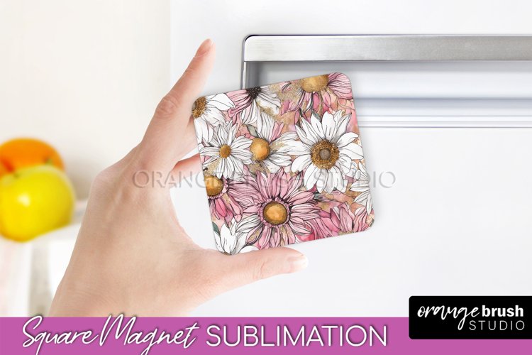 Pink Flowers Magnet Sublimation - Watercolor Magnet Design