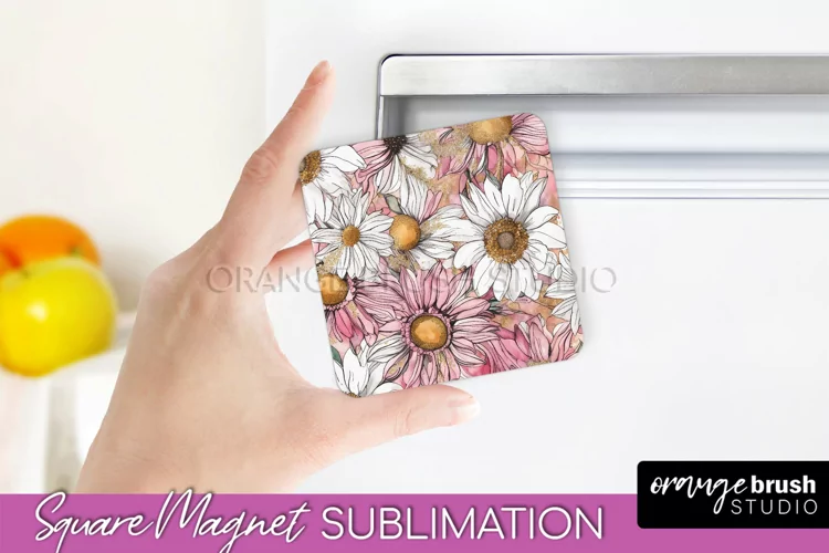Pink Flowers Magnet Sublimation - Watercolor Magnet Design