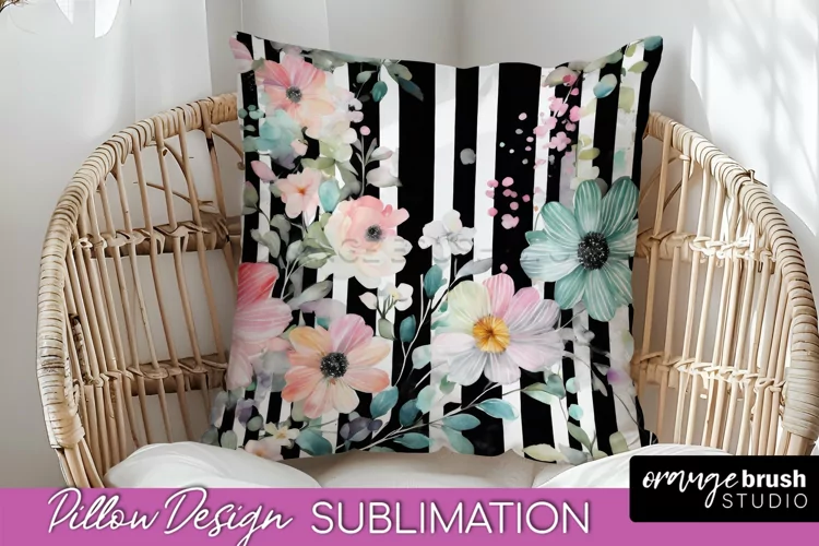 Watercolor Flowers Pillow Cover - Summer Pillow Sublimation