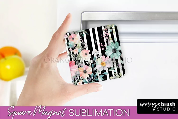 Pink Flowers Magnet Sublimation - Watercolor Magnet Design