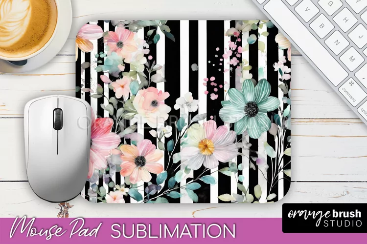 Floral Mouse Pad PNG - Pink Flowers Mousepad Sublimation
