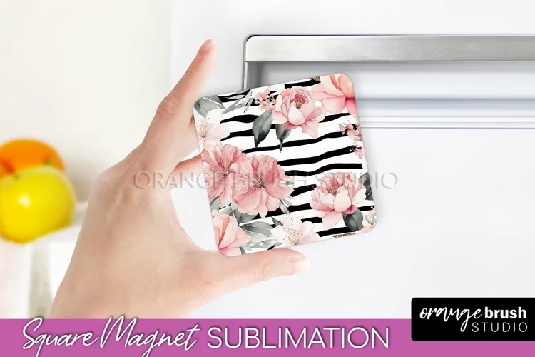 Pink Flowers Magnet Sublimation - Watercolor Magnet Design