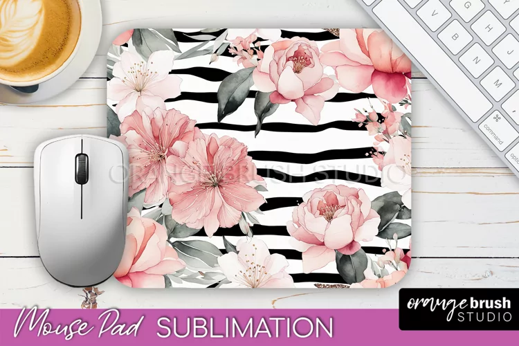 Floral Mouse Pad PNG - Pink Flowers Mousepad Sublimation