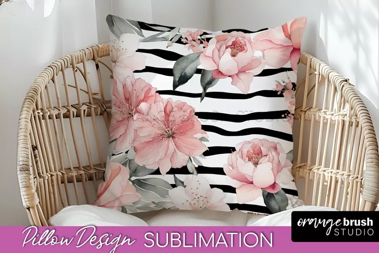Watercolor Flowers Pillow Cover - Summer Pillow Sublimation