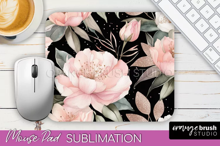 Floral Mouse Pad PNG - Pink Flowers Mousepad Sublimation