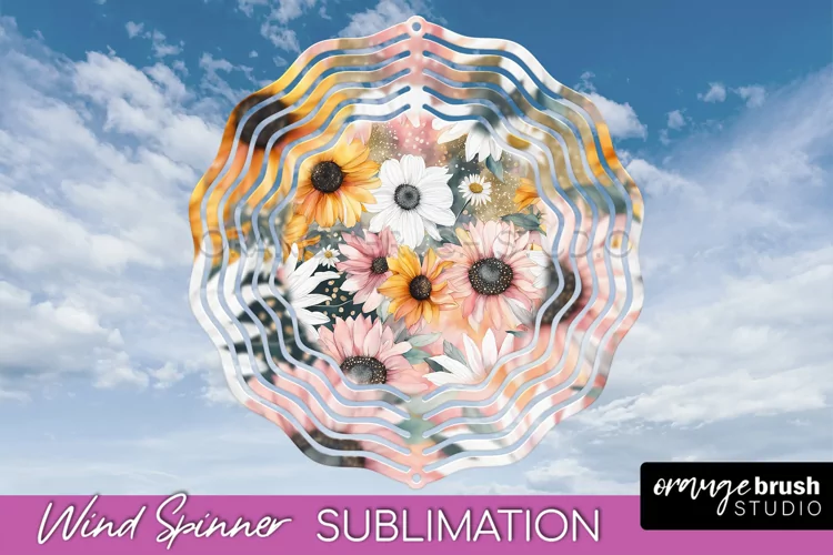 Pink Flowers Wind Spinner - Summer Wind Spinner Sublimation