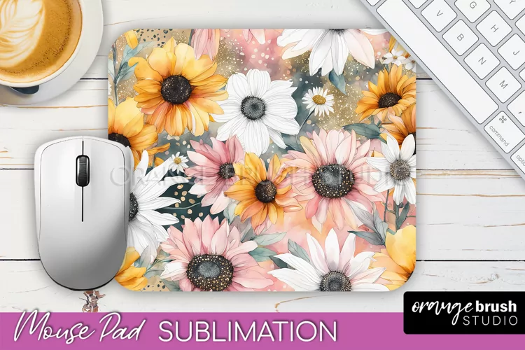 Floral Mouse Pad PNG - Pink Flowers Mousepad Sublimation