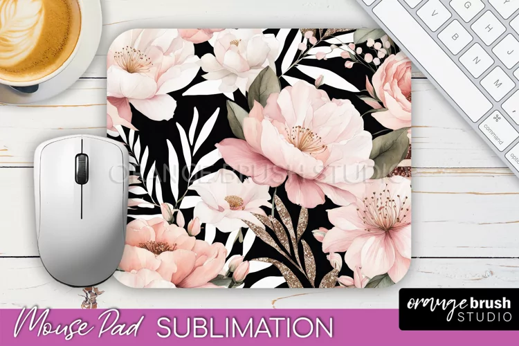 Floral Mouse Pad PNG - Pink Flowers Mousepad Sublimation