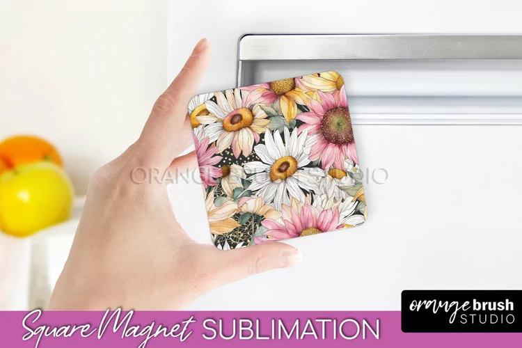 Pink Flowers Magnet Sublimation - Watercolor Magnet Design