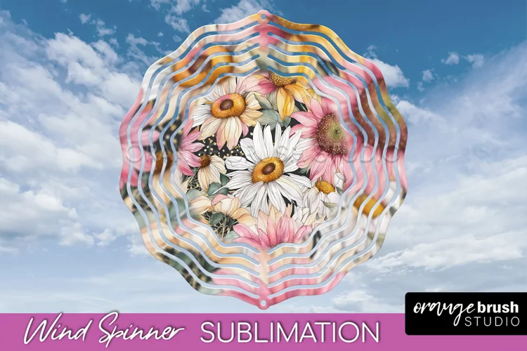 Pink Flowers Wind Spinner - Summer Wind Spinner Sublimation