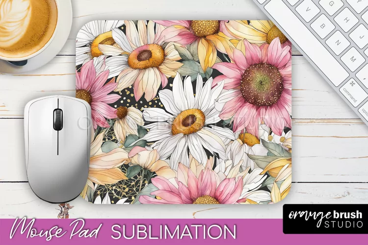 Floral Mouse Pad PNG - Pink Flowers Mousepad Sublimation