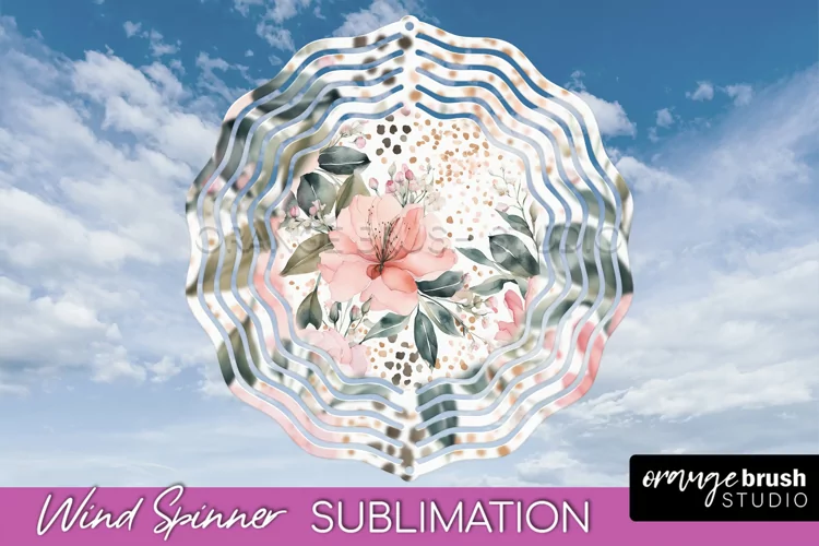 Pink Flowers Wind Spinner - Summer Wind Spinner Sublimation