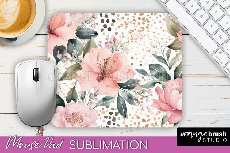 Floral Mouse Pad PNG - Pink Flowers Mousepad Sublimation