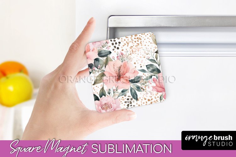 Pink Flowers Magnet Sublimation - Watercolor Magnet Design