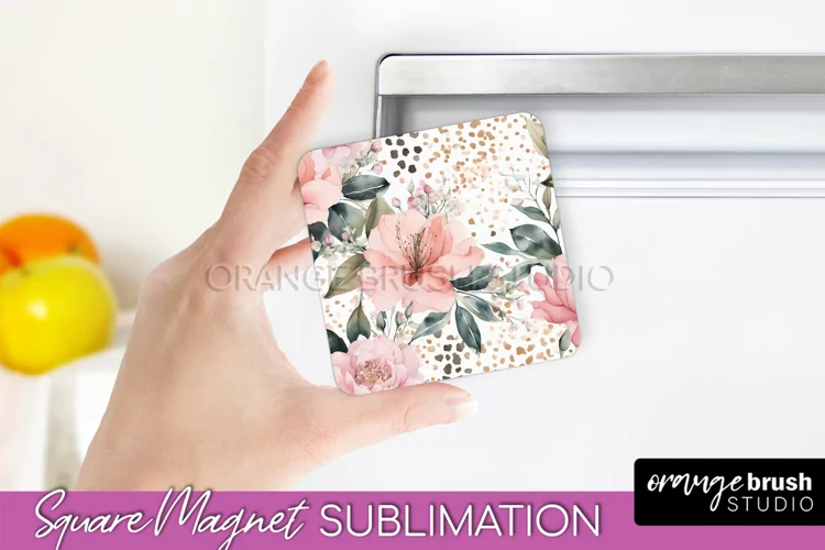 Pink Flowers Magnet Sublimation - Watercolor Magnet Design