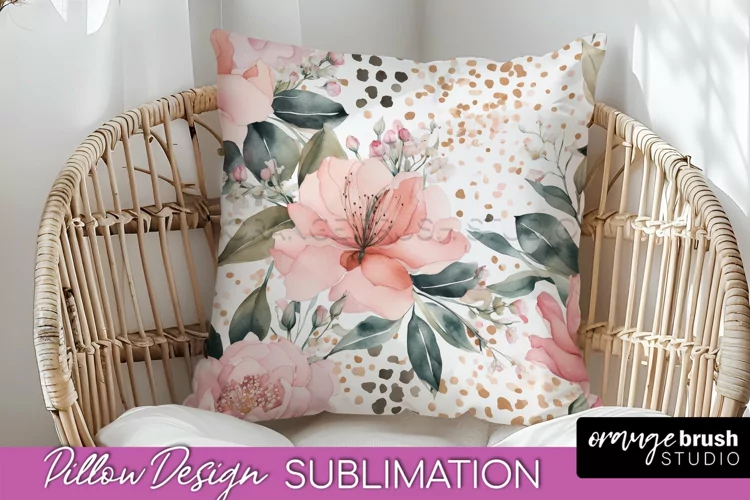 Watercolor Flowers Pillow Cover - Summer Pillow Sublimation