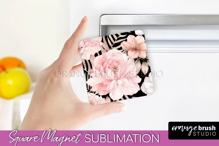 Pink Flowers Magnet Sublimation - Watercolor Magnet Design