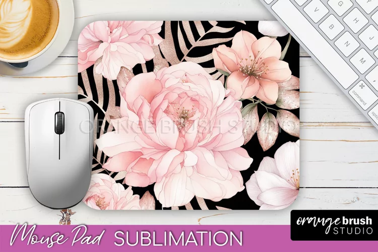 Floral Mouse Pad PNG - Pink Flowers Mousepad Sublimation