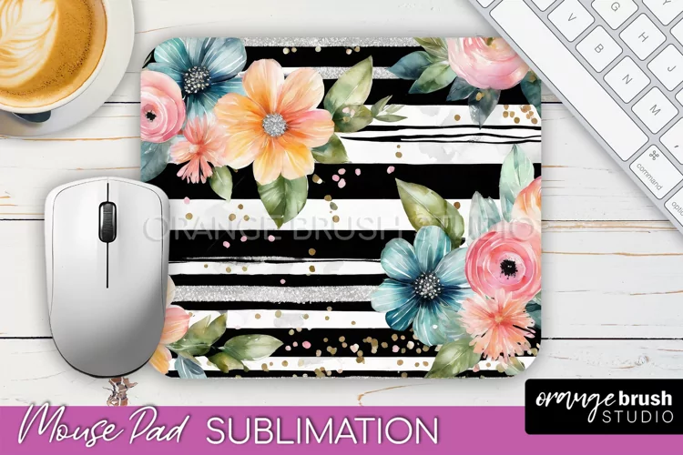 Floral Mouse Pad PNG - Pink Flowers Mousepad Sublimation