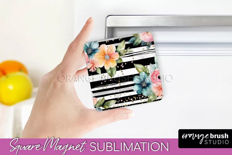 Pink Flowers Magnet Sublimation - Watercolor Magnet Design