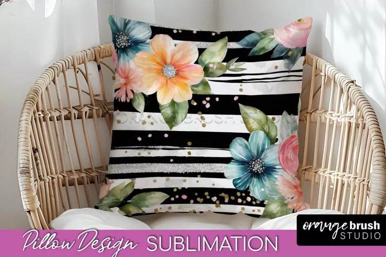 Watercolor Flowers Pillow Cover - Summer Pillow Sublimation