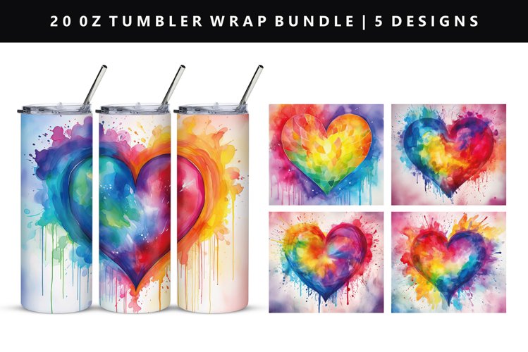 Heart 20oz Tumbler Wrap | Sublimation PNG Design