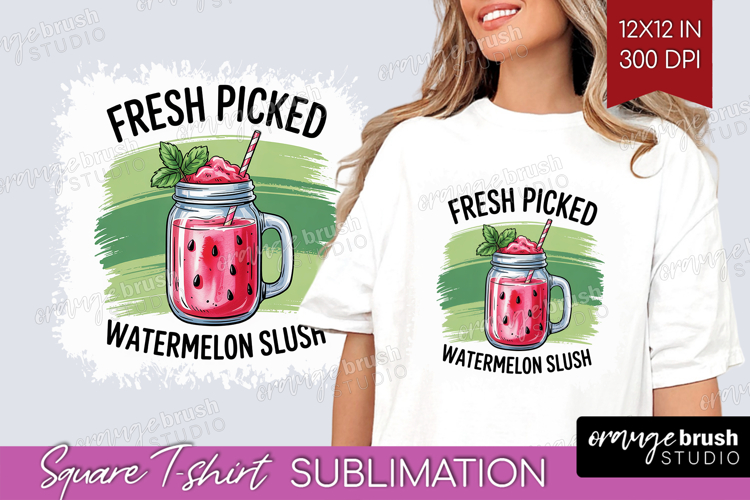 Watermelon Slush Cocktail Square Tshirt Background Summer