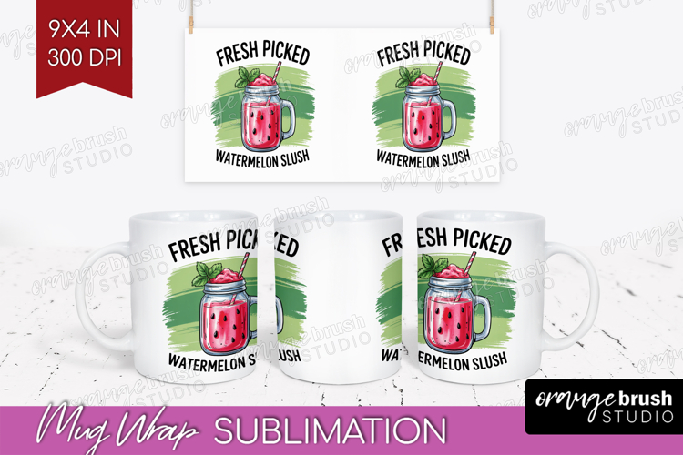 Watermelon Slush Cocktail Mug Wrap Summer Drink Mug PNG