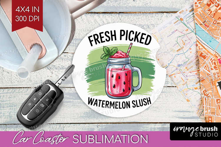 Watermelon Slush Cocktail Car Coaster Summer Drink Coaster
