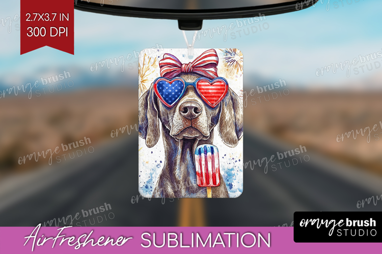 Weimaraner Dog Air Freshener PNG 4th Of July PNG Sublimation