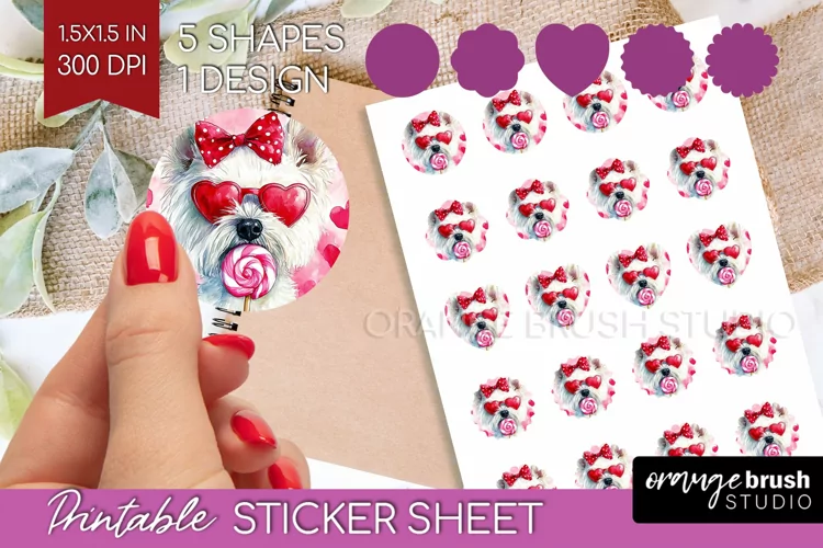 West Highland Terrier Valentine Round Sticker Valentines Day