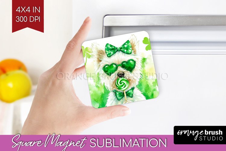 West Highland Terrier St. Patricks Day Dog Magnet Dog Square