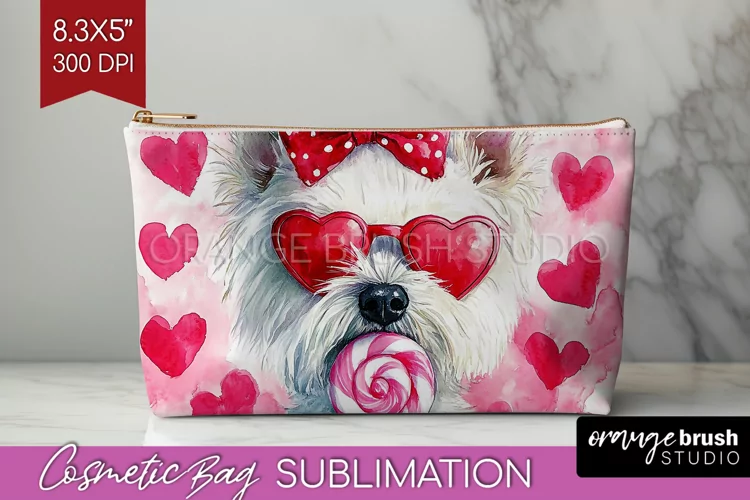 West Highland Terrier Valentine Cosmetic Bag Valentines Day