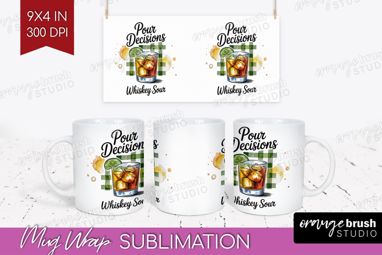 Whiskey Sour Cocktail Mug Wrap Summer Drink Mug PNG