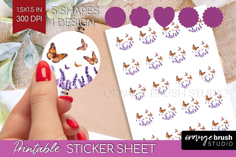 Wildflowers Round Sticker - Watercolor Flowers Printable example image 1