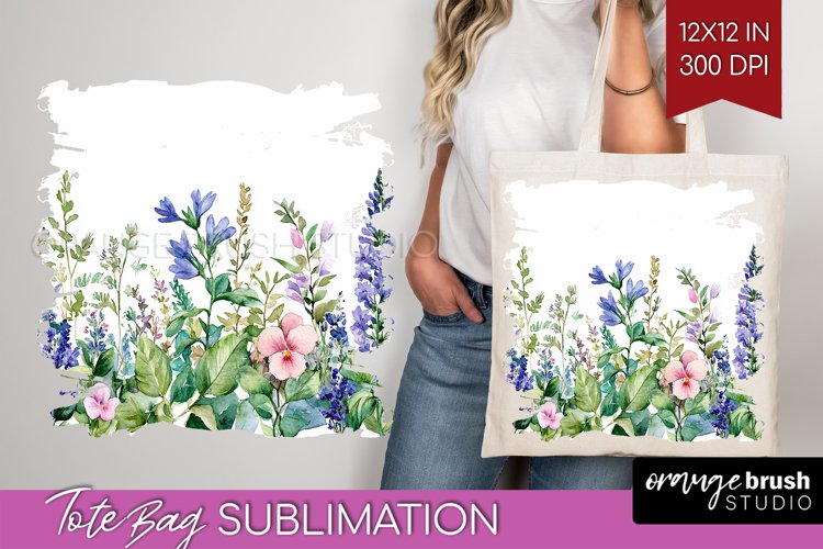 Wildflowers Tote Bag - Watercolor Flowers Tote Bag PNG