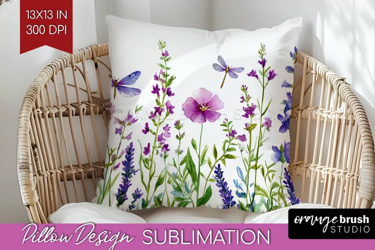 Wildflowers Pillow Sublimation - Watercolor Flowers Pillow