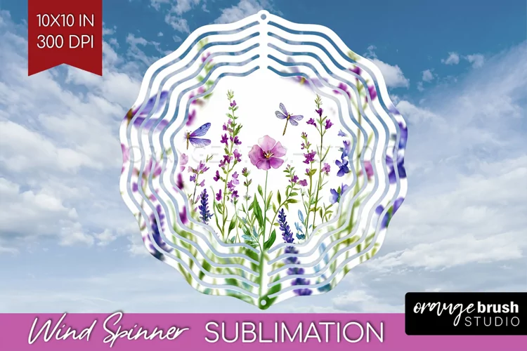 Wildflowers Wind Spinner Sublimation PNG - Watercolor Round