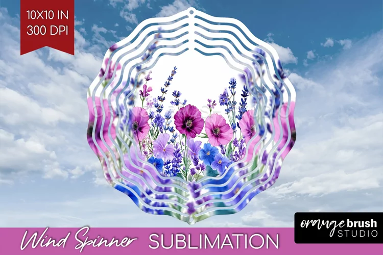 Wildflowers Wind Spinner Sublimation PNG - Watercolor Round