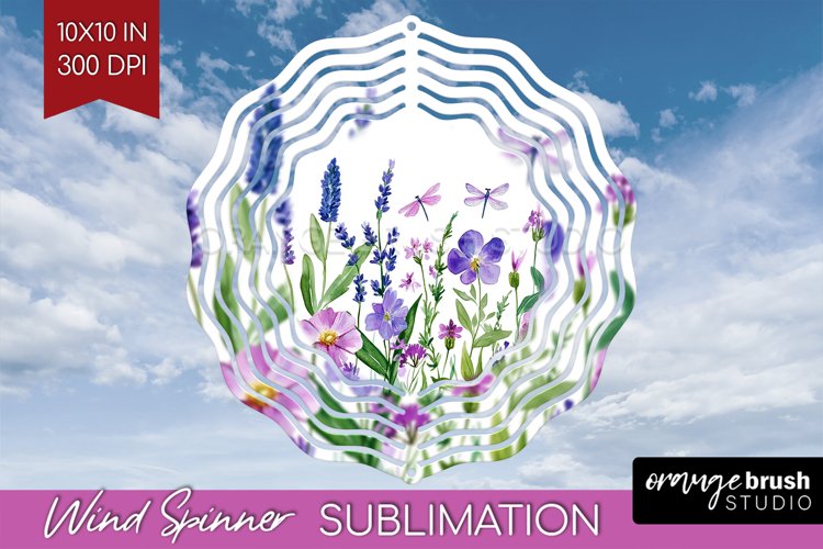 Wildflowers Wind Spinner Sublimation PNG - Watercolor Round example image 1