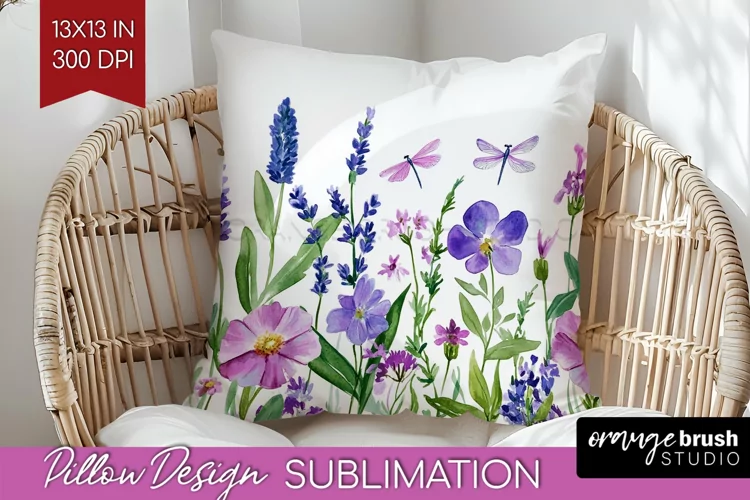 Wildflowers Pillow Sublimation - Watercolor Flowers Pillow