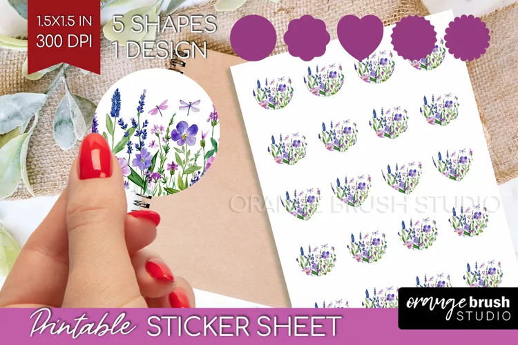 Wildflowers Round Sticker - Watercolor Flowers Printable