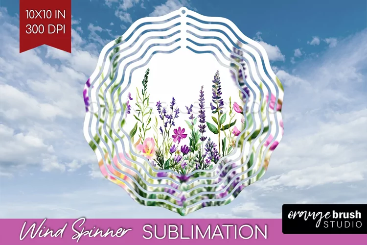 Wildflowers Wind Spinner Sublimation PNG - Watercolor Round