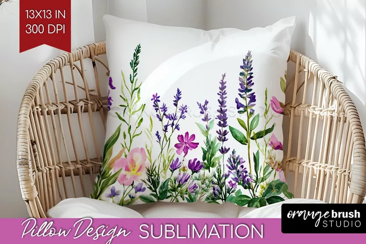 Wildflowers Pillow Sublimation - Watercolor Flowers Pillow
