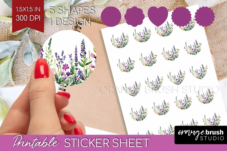 Wildflowers Round Sticker - Watercolor Flowers Printable